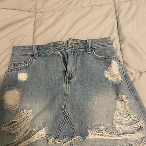 Distressed Denim Skirt